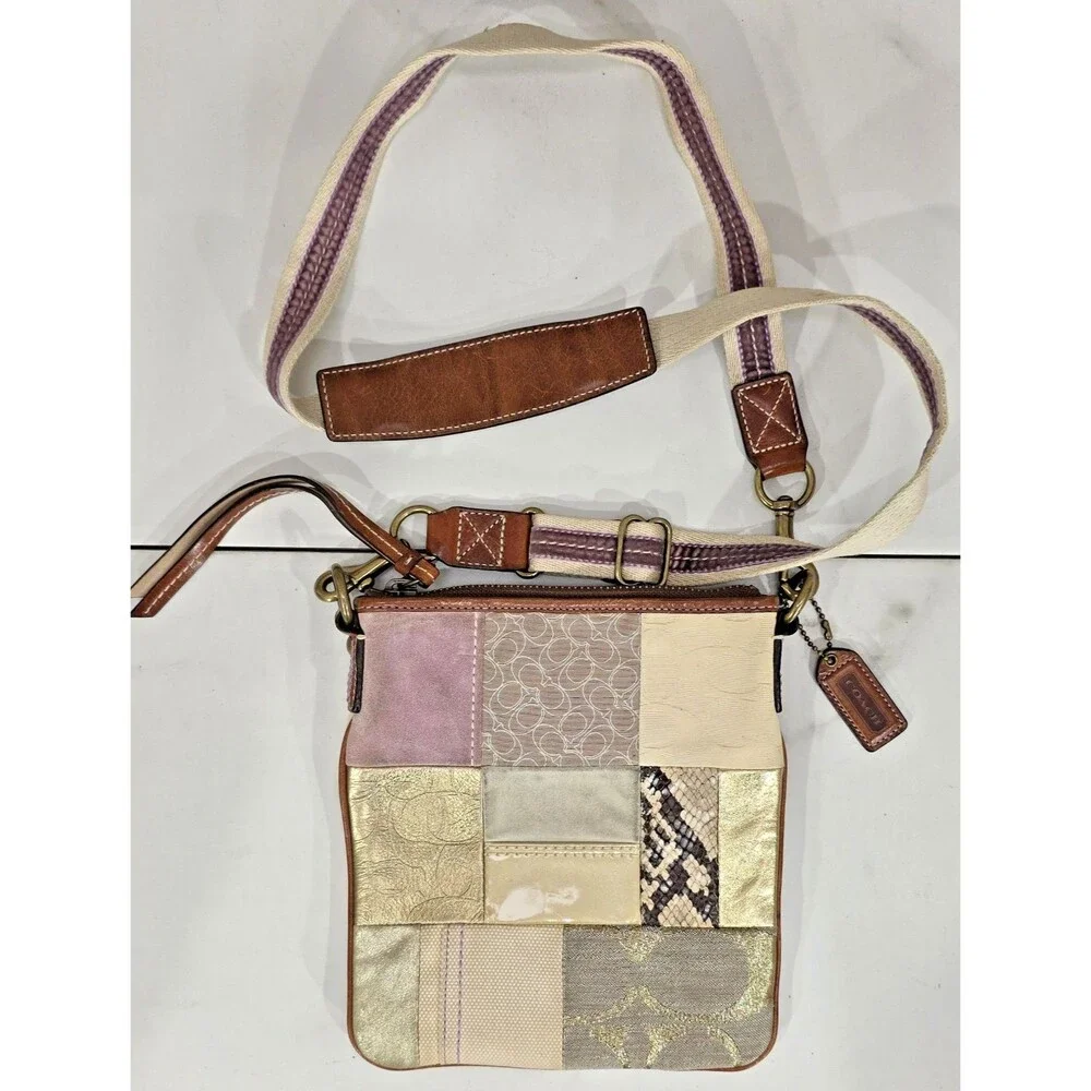 Coach Vintage Y2K Patchwork Crossbody Canvas Leather Bag Boho Indie Festival - Picture 1 of 16
